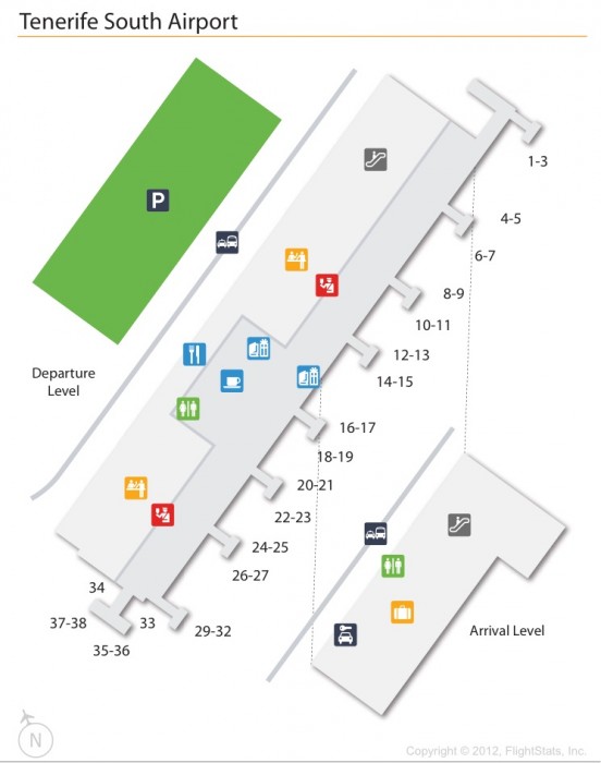 Схема аэропорта Тенерифе Южный