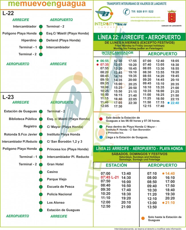 Расписание Автобуса №22 Arrecife ↔ Airport