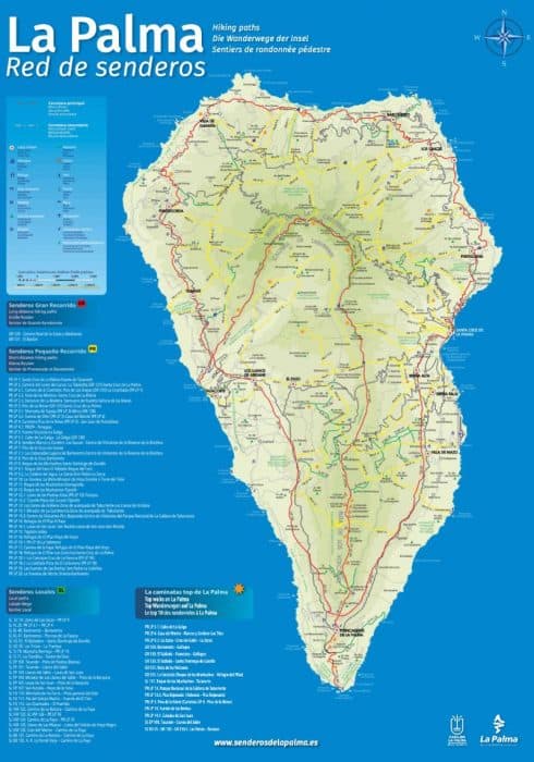 Карта маршрутов по Ла Пальме