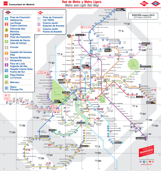 Схема Мадридского метрополитена