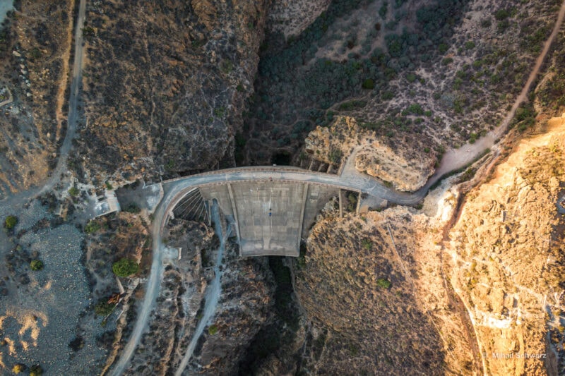View of the El Rio dam from above